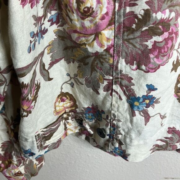 Saint Tropez West Women's White Floral Linen Blend Blouse Size 1X - Picture 9 of 11